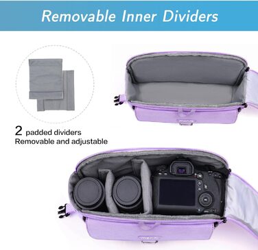 Сумка для камери MOSISO на плече, Crossbody Sling, з дощовиком. Підходить для Canon, Nikon, Sony (фіолетова)