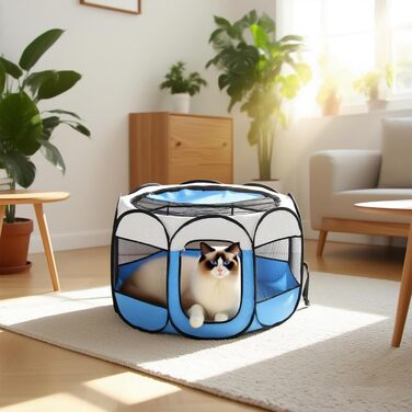 Клітка-забіг для цуценят 74x74x43 см – складана клітка для собак та котів, клітка для кроликів та інших дрібних тварин – безпечний забіг для дому та вулиці сірого кольору + лапа собаки