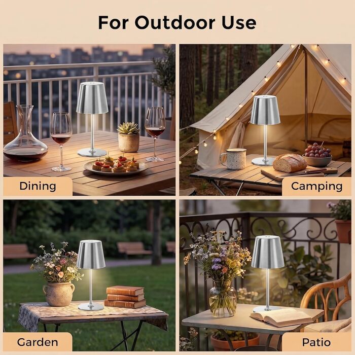 Світлодіодний настільний світильник бездротовий, димований, з акумулятором (2 шт) - Silber