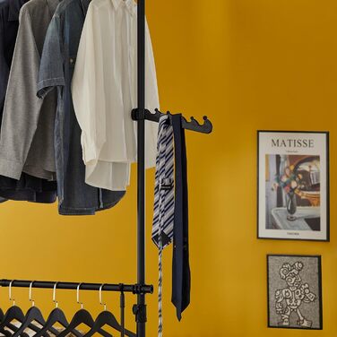 SoBuy KLS03-SCH Clothes Rack Coat Stand with 4 Clothes Rails Telescopic Wardrobe System Adjustable Shelf System black Bra approx. 124-226x200-285cm