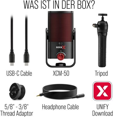 RØDE X XCM-50: Професійний USB-мікрофон з конденсатором для стрімінгу та ігор, чорний