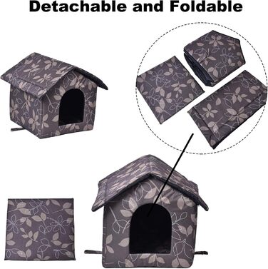 Зручний вологостійкий будиночок для котів та собак на вулицю, зимовий, з м'яким знімним килимком (L)