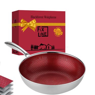 FIXLINE® Вок з антипригарним покриттям 28 см - без PTFE, для всіх плит (індукція), можна використовувати в духовці до 230°C, легко миється, ідеальний подарунок