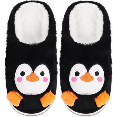 Тапочки жіночі зимові подарунок для жінок. Теплі, м'які, з плюшем, антиковзні, з принтом пінгвіна (40/41 EU)