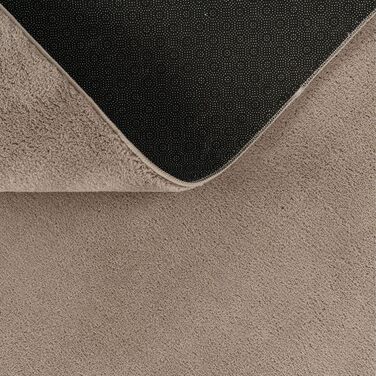 Килимок для вітальні TT Home Kurzflor: сучасний, однотонний, круглий, 80 см, бежевий (тауп), антиковзаюча основа, машинне прання