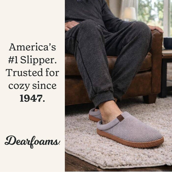 Тапочки чоловічі Dearfoams Case Casual Clog, сірі, 47/48 EU