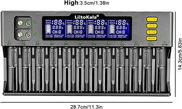Зарядний пристрій LiitoKala Lii-S12 для Li-ion/Ni-MH/Cd акумуляторів 18650/21700/26650/AA/AAA/9V LCD дисплей