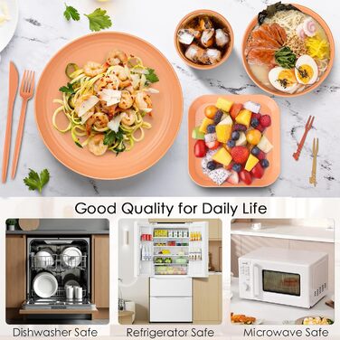 Набір посуду 48 шт. незламний, багаторазовий для кемпінгу/пікніка, пластиковий, кольоровий (49 шт.)