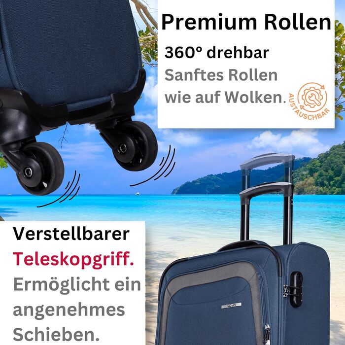 Тролей-валіза NOWI Korfu Weichschalen L, 50L, блакитна – зручний та легкий багаж для подорожей