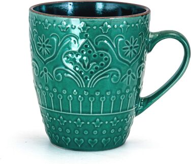 Набір посуду Elama Rund з глазурованого фарфору, рельєфний, 16 предметів, океаново-блакитний та зелений