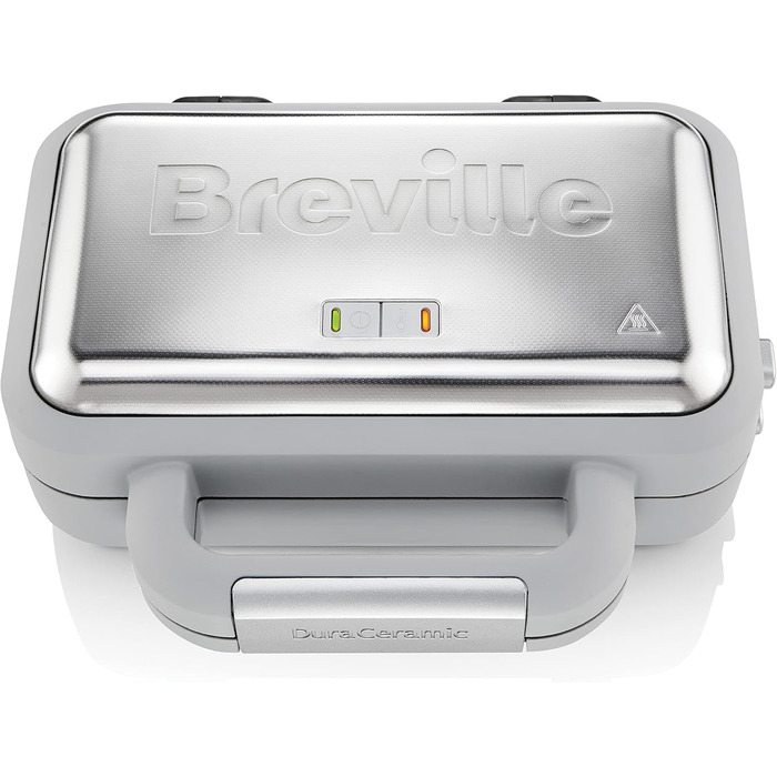 Breville DuraCeramic Waffle Maker, Easy-to-clean waffle maker with non-stick coating and deep, removable plates, White and Stainless Steel [VST072X]