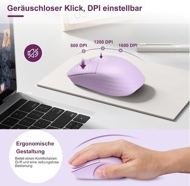 Механічна клавіатура та миша Leadsail FA98 бездротове комплект QWERTZ, 98 клавіш, клавіші Red, 1600 DPI, для Windows/MacOS/PC/Laptop (Лавандовий)