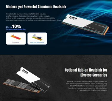 SSD KLEVV CRAS C910 1TB M.2 NVMe PCIe Gen4x4 з радіатором, до 5000 МБ/с