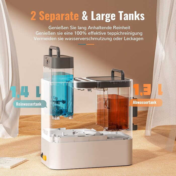 Пилосос для м'яких меблів з пароочищувачем, 17000PA, чорний. Апарат для чищення м'яких меблів з функцією гарячої води та високої температури, вбудованим резервуаром для води, 3 насадки, функція точкового очищення