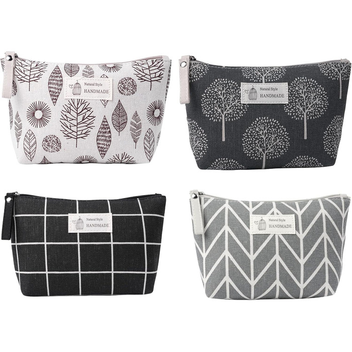 Набір косметичних сумок з тканнини, 4 шт. - Косметичка для подорожей, органайзер для макіяжу, багатофункціональна сумочка з блискавкою, аксесуари для косметики, багато кольорів