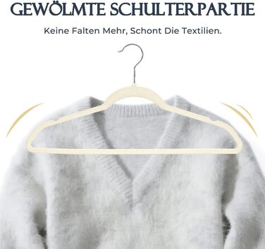 Плечики для одягу з велюру, 20 шт. - Плечики для економії місця, нековзні, міцні, 360° обертання - для сорочок, костюмів, светрів, штанів