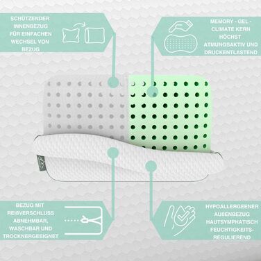 Limarmo Orthopedic Neck Pillow for 80x40, 800x400 mm, viscoelastic pillow, Visco head pillow, pillow, neck pillow memory foam, viscoelastic foam, sleeping, white (710 x 420 x 150 mm)