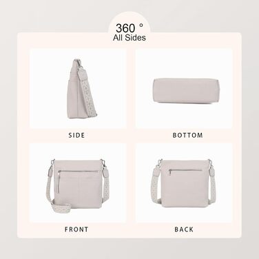 Сумка жіноча Gladdon шкіряна крос-боді середнього розміру з широким ременем, сумка на плече з жакардовою тканиною (бежева)