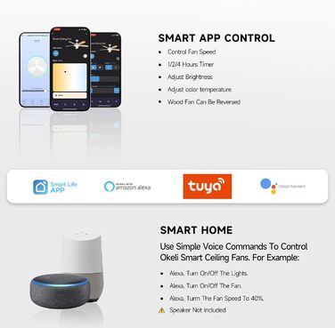 Стельовий вентилятор Taloya Smart з LED підсвіткою та пультом, 132 см, білий. Дистанційне керування, 6 швидкостей, димер 3000-6500K, таймер для вітальні та спальні