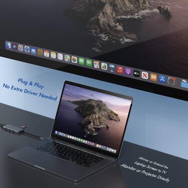 Док-станція USB-C для ноутбука з підтримкою 2 моніторів 4K, 14 в 1, з DP/DisplayPort, Ethernet, 4 USB, 100W PD, SD/TF, Audio/Mic, сумісна з Dell, HP, Lenovo