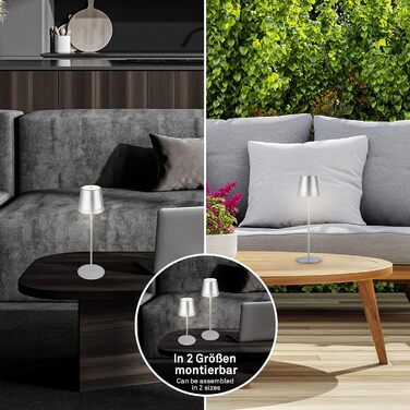 Світлодіодна настільна лампа Briloner бездротова з сенсорним керуванням, димуванням, регулюванням висоти, нічна лампа, лампа для читання, кемпінгова, 38x12 см, хромована матова