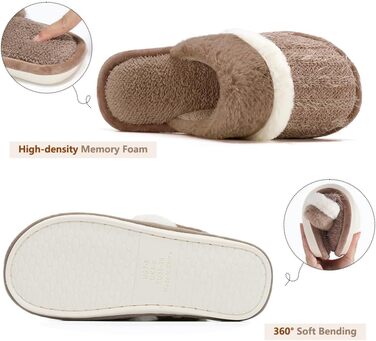 Теплі халати для дому жіночі та чоловічі зимові - м'які та зручні капці з меморі-піною, антиковзкі халати для холодної погоди, стильні та елегантні шльопанці, чудовий подарунок, коричневий, 42/43 EU
