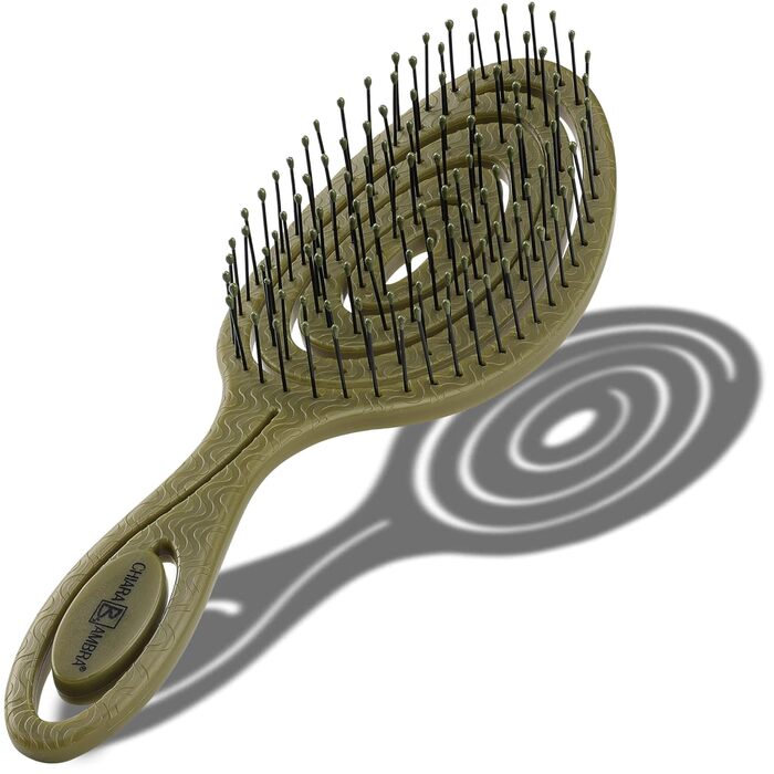 Щітка для волосся Chiara Ambra без заплутування - для жінок та чоловіків - розпушувач для кучерявого та довгого волосся - екологічна щітка-розпушувач, щітки для волосся - (Оливковий)