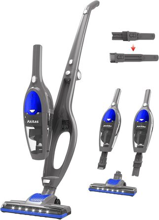 Акіта Бездротовий акумуляторний пилосос 3 в 1: ручний та вертикальний. Легкий, 22.2 В, 150 Вт, для підлоги, килимів, шерсті тварин. (AKU10)