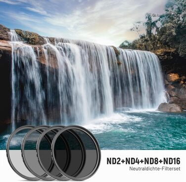 Набір ND-фільтрів NEEWER 55мм (ND2, ND4, ND8, ND16) для DSLR камер Canon, Nikon, Sony, Panasonic — світлофільтри з аксесуарами та чохлом