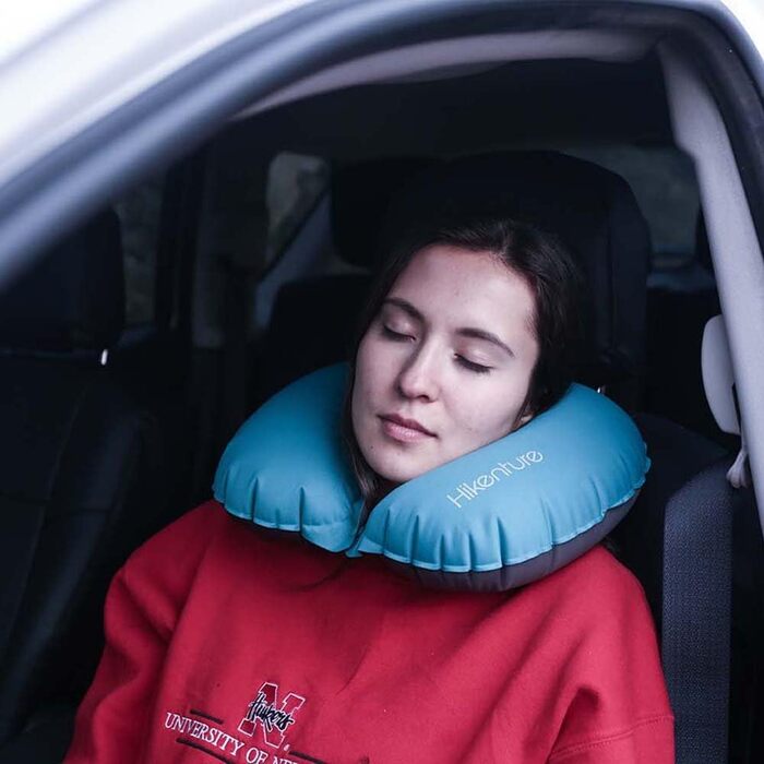 Надувна подушка для шиї HIKENTURE, Ultralight Travel Pillow – зручна подушка для подорожей, літака, авто, поїзда (Турквіс)