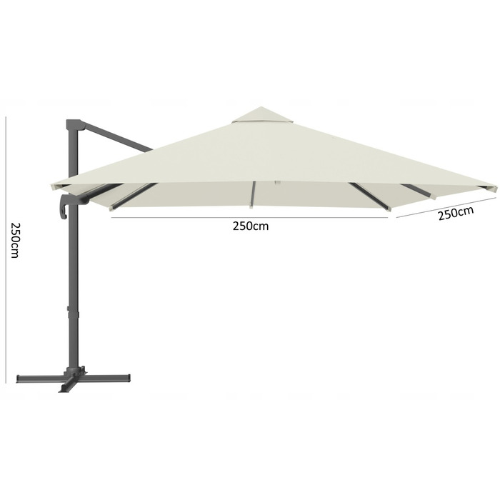 Парасолька садова з бічним стійкою GardenLine, бежева, 250 x 250 см