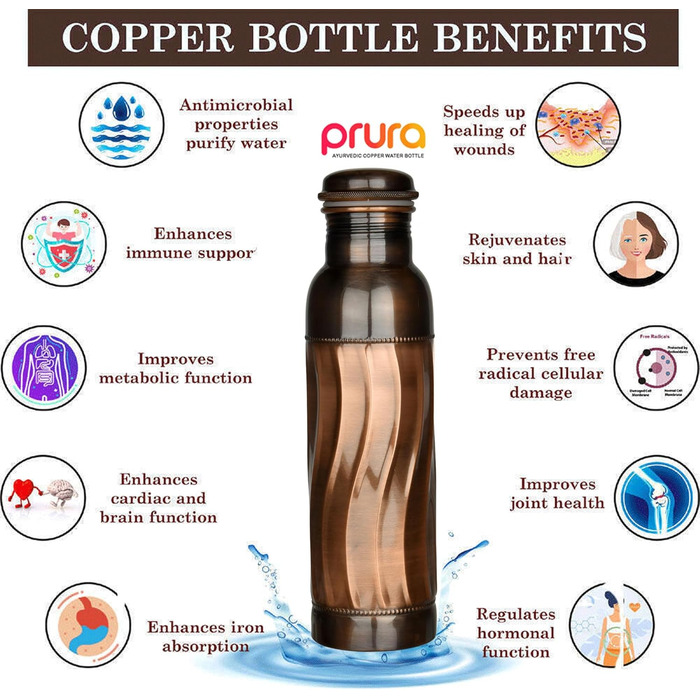 Copper Water Bottle with Diamond Cut, Leak-Proof, Ayurvedic Drinking Vessel, Copper Vessel for Sports, Gym, Outdoor, Yoga (Design 39)