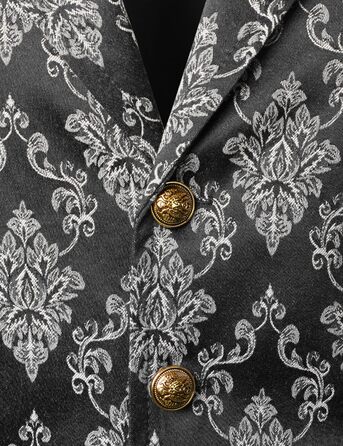 VATPAVE Вікторіанський костюмний жилет для чоловіків Steampunk Gothic, чорний та білий (S)