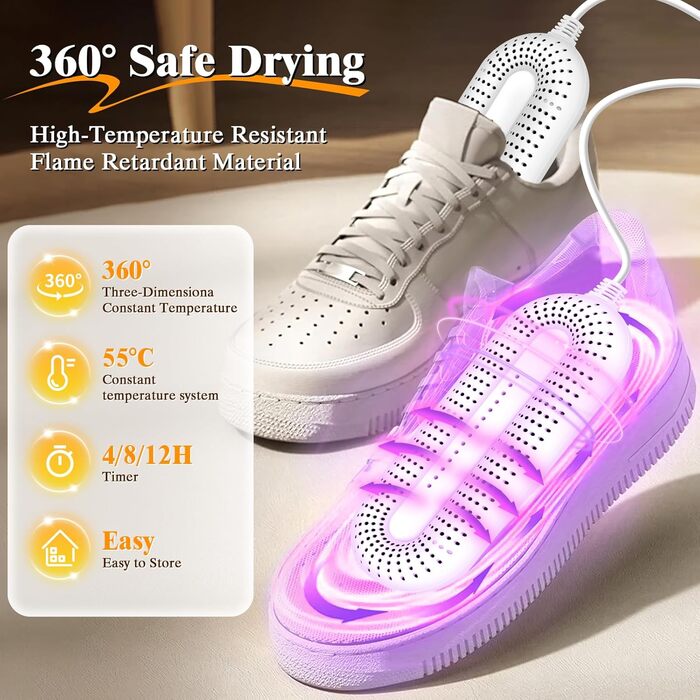 Електричний сушильник для взуття NZQXJXZ з таймером, швидкий сушильник для рукавичок та черевиків, видаляє запахи та антибактеріальний (EU-штекер)