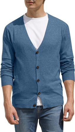Чоловічий кардиган Hisir з V-подібним вирізом, легкий, елегантний, зимовий, класичний, з ґудзиками, синій, розмір L