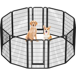 Вольєр для цуценят Yaheetech, 120 см, 16 частин, автоматичне замикання, чорний, для квартири та саду
