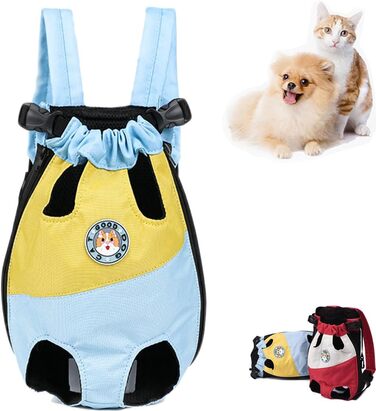 Портативна переносна сумка-рюкзак для собак та котів, XL, блакитна | Для подорожей, походів, кемпінгу | Зручна, з 4 отворами для лап