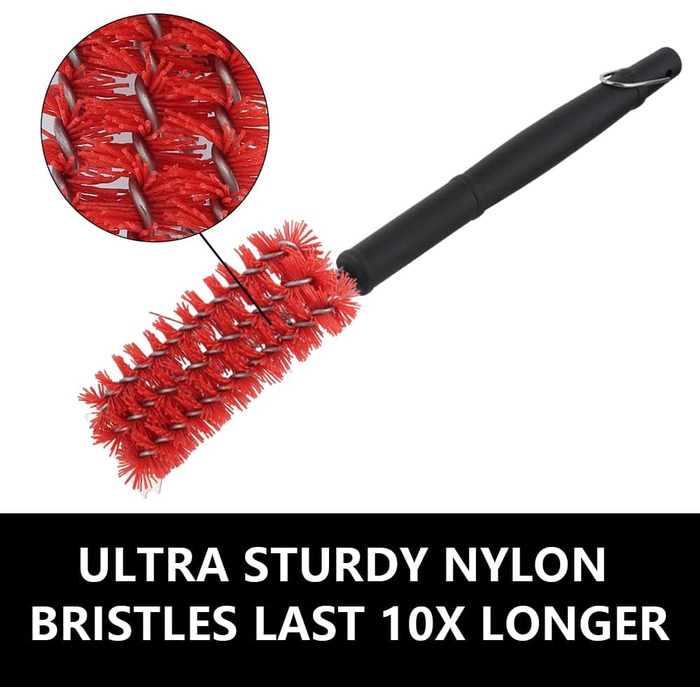 XSUPER Nylon Grill Brush, 3-in-1 Grill Brush and Scraper, Best Nylon Bristle Brushes, 45.7cm Grill Cleaning Brush for a Cool Grill, Scraper for Grill Grates, Universal Grill Accessories