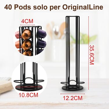 Поворотний тримач для капсул Nespresso OriginalLine на 40 капсул, чорний