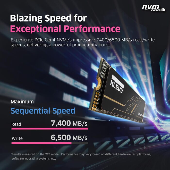 SSD KLEVV CRAS C925G 2TB M.2 NVMe PCIe Gen4x4 з графеновим радіатором для геймінгу, сумісний з PS5, до 7400 МБ/с