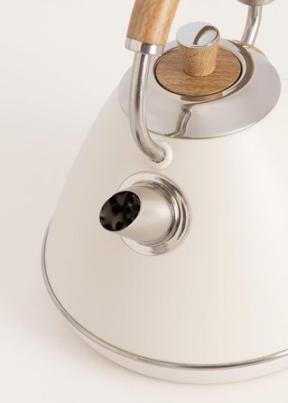 Електричний чайник RETRO PRO з регулюванням температури, 1 л / Автоматичне відключення, швидке кип'ятіння, неслизька підставка, прозоре вікно, 1200W (1 л, кремовий)