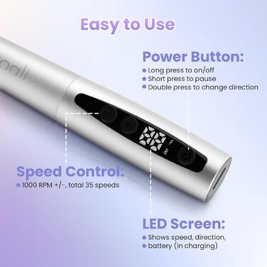 Електричний набір для манікюру та педикюру Xoali 13 в 1, 35000 об/хв, для гелю, акрилу, натуральних нігтів