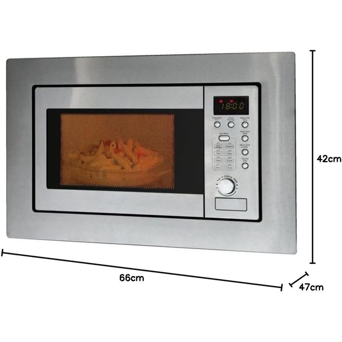 Мікрохвильова піч Bomann MWG 2215 EB з нержавіючої сталі, 800 Вт, вбудована, з функцією грилю