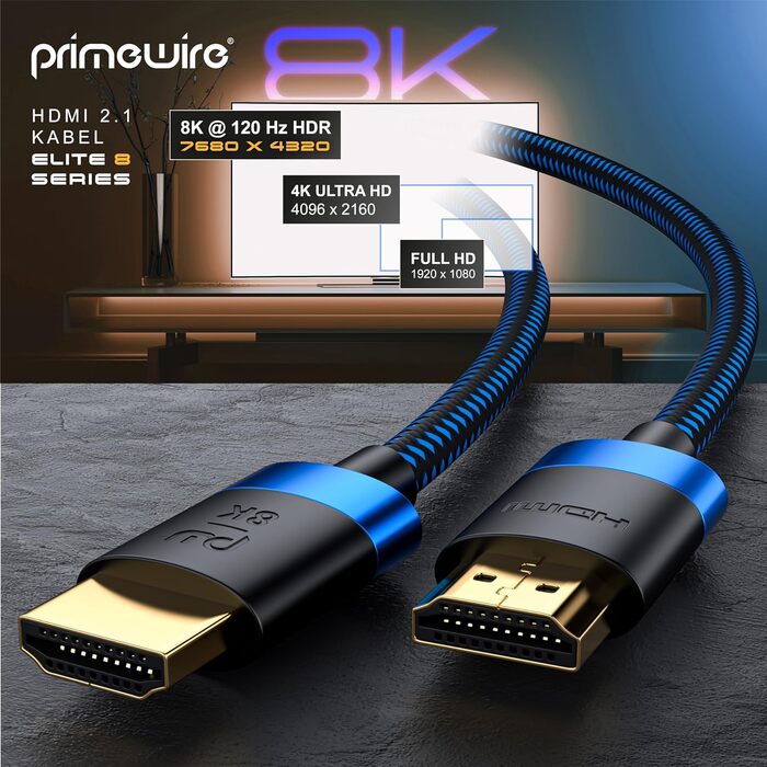HDMI 2.1 кабель 8K/4K для TV, Blu-ray, PS5, Xbox Series X, Switch - 2 метри, 48 Gbit/s, Ethernet, чорний