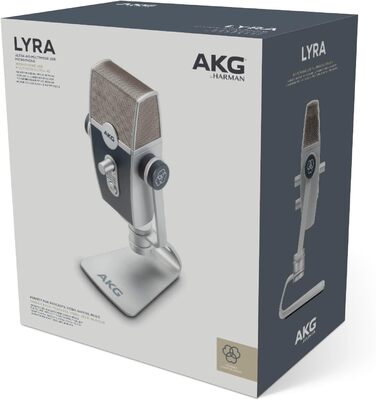 AKG Lyra USB-C Конденсаторний мікрофон для подкастів, відео, геймінгу та стрімінгу - Синій/Срібний