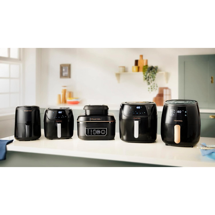 Аерофритюрниця Russell Hobbs SatisFry XL 5,5 л, мультифункціональна, Rapid Air, електрична, гриль, мультикухар, антипригарна, підходить для посудомийної машини, верхнє та нижнє нагрівання, повільне приготування, випічка, модель 26520-56