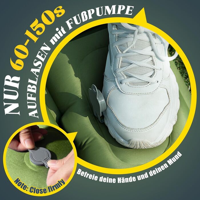 Саморозкладаючий килимок для кемпінгу Double, ультралегкий, товстий, з насосом для ніг, зелено-блакитний