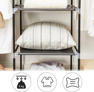 SONGMICS Clothes Closet, Fabric Closet, Folding Wardrobe with Clothes Rod, Clothes Rack, Storage, Pockets, Shoes, Bedroom, Dressing Room, 45 x 150 x 175 cm, Black RYG12B