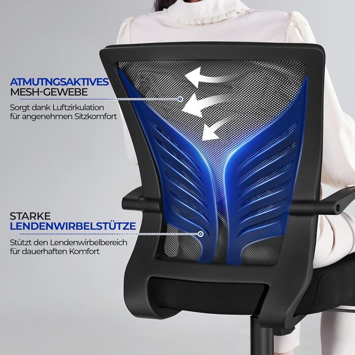 Ергономічне крісло Yaheetech для офісу та дому: регульоване, з підлокітниками, чорне