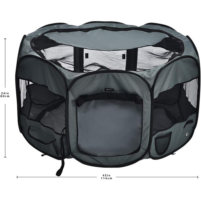 Amazon Basics Octagon Portable Pet Playpen - 114cm Grey